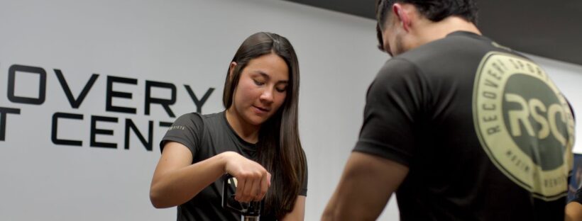Physical therapy treatment session at a modern clinic